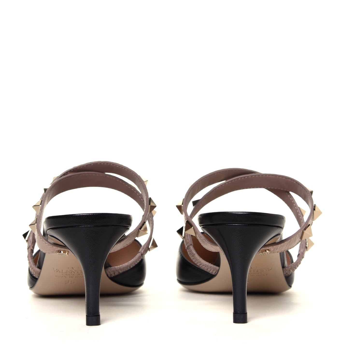 Nappa Rockstud Criss Cross 55mm Mules 35 Black Poudre