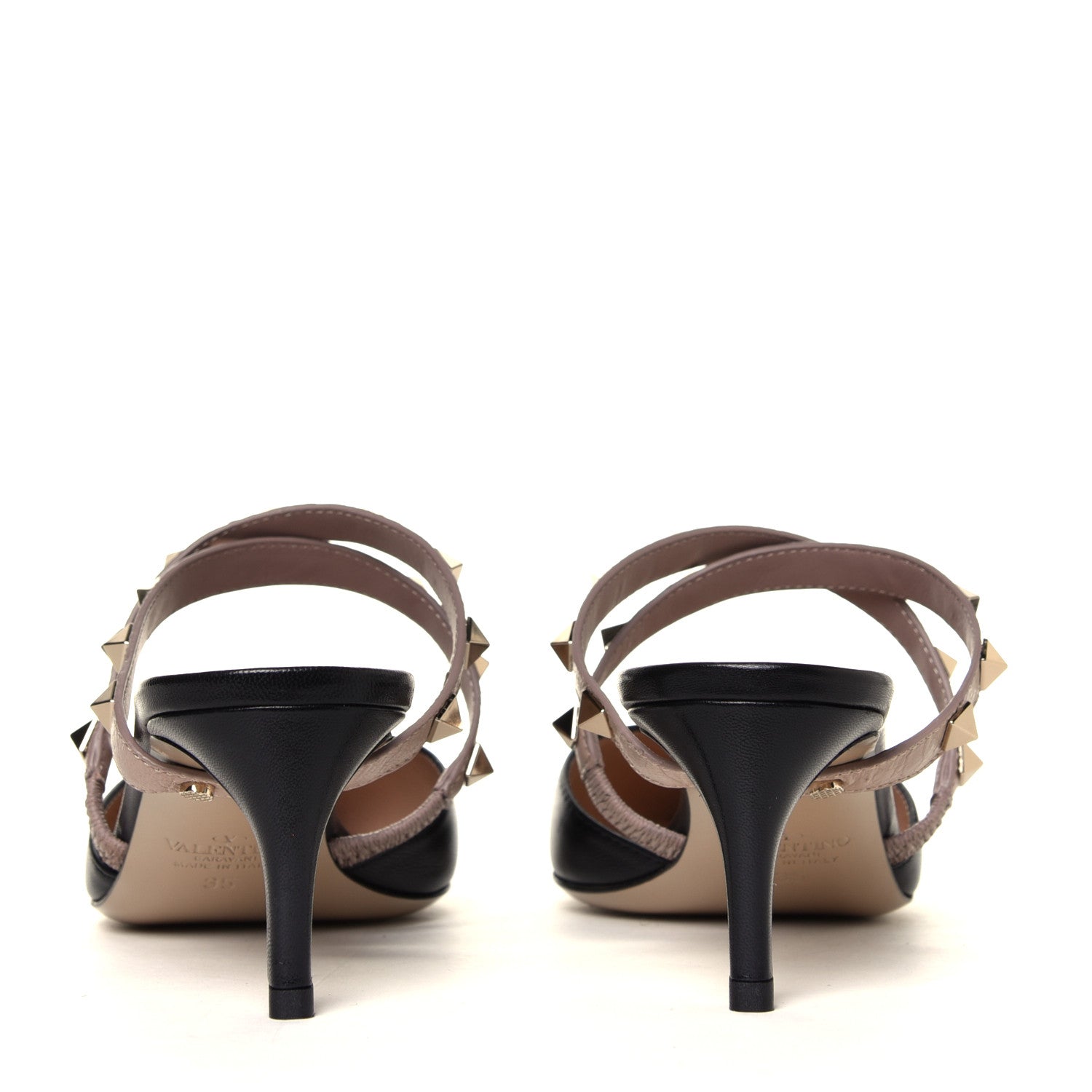 Valentino Garavani Nappa Rockstud Criss Cross 55mm Mules 35 Black Poudre 5 of 7