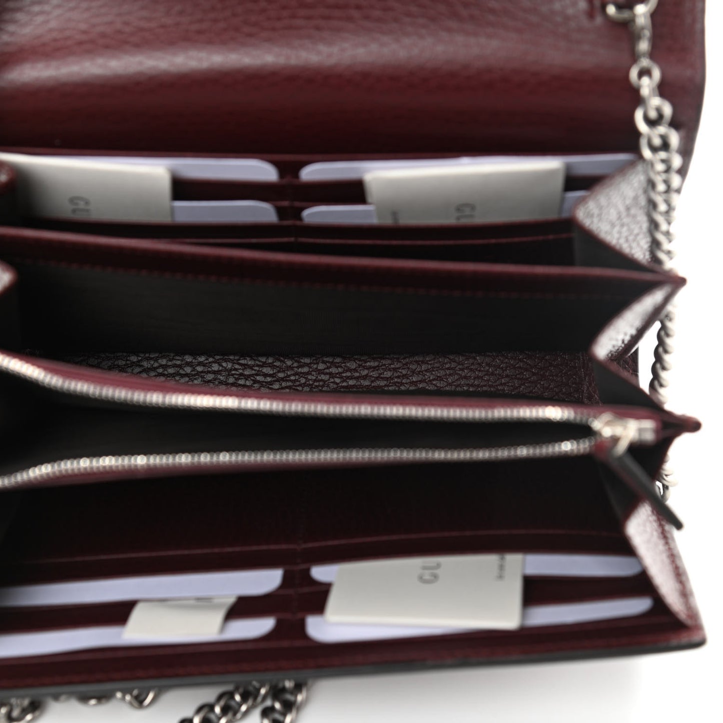 Dollar Calfskin Crystal Mini Dionysus Chain Wallet Vintage Bordeaux