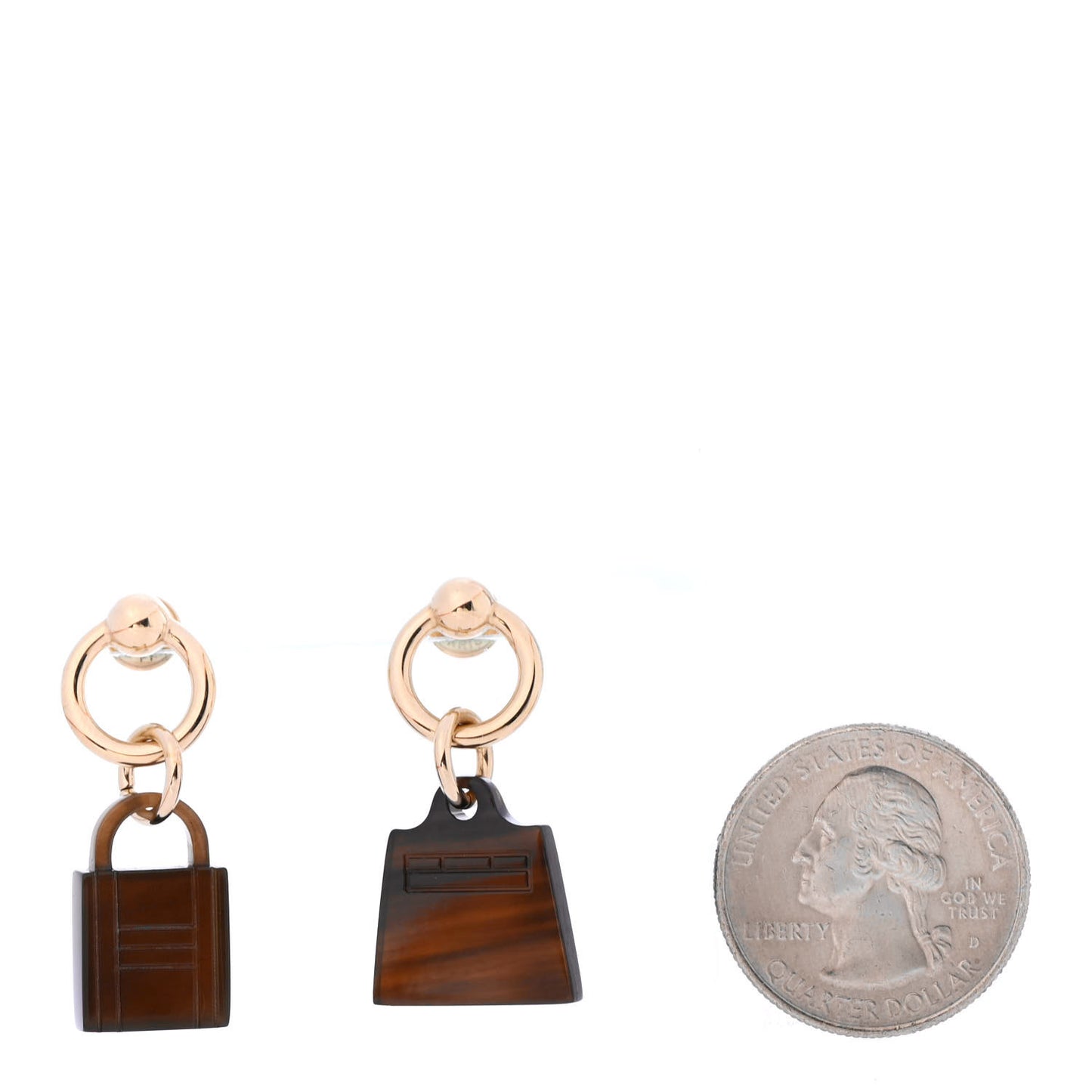 Permabrass Buffalo Horn Wood Amulette Kelly Bag Earrings