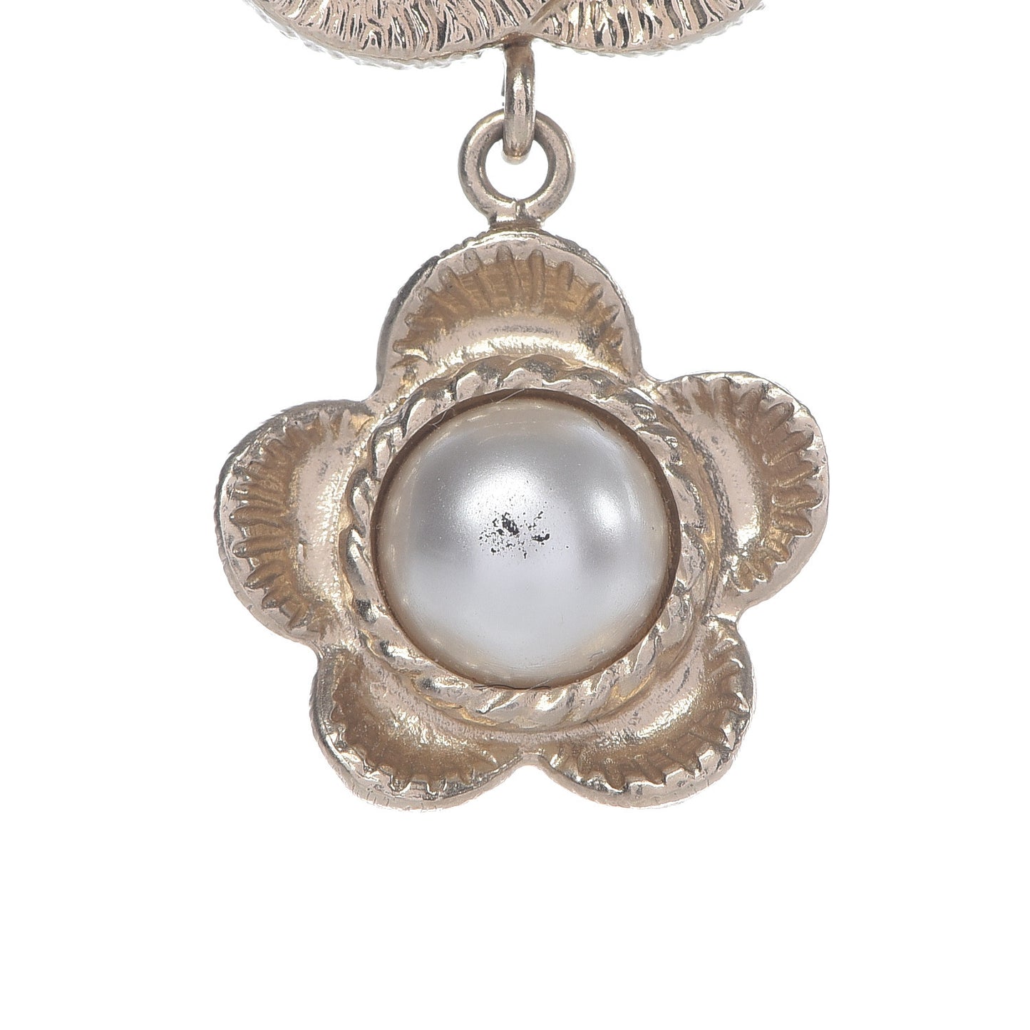 Pearl CC Camellia Pendant Necklace Gold