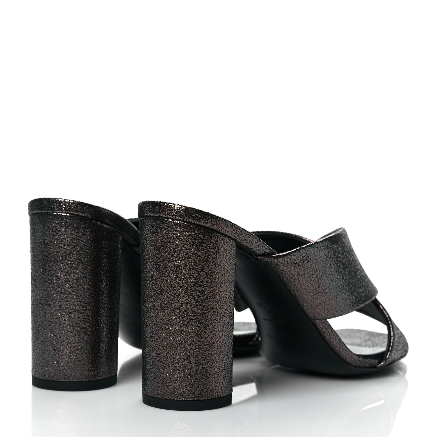 Metallic Supercrack Calfskin LouLou 95 Mule Sandals 39 Nero Gun Metal