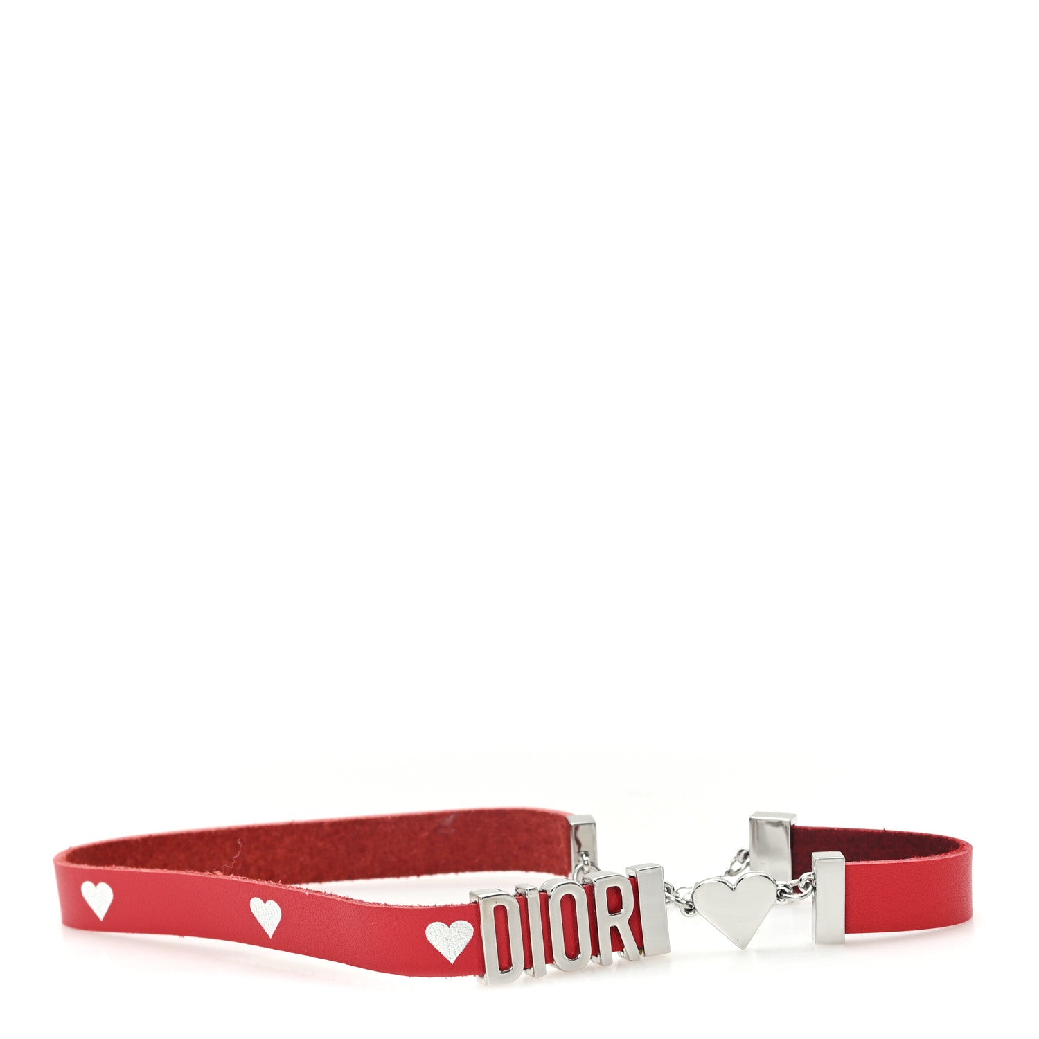 Christian Dior Calfskin Dior Logo Choker Necklace Red 1 of 4