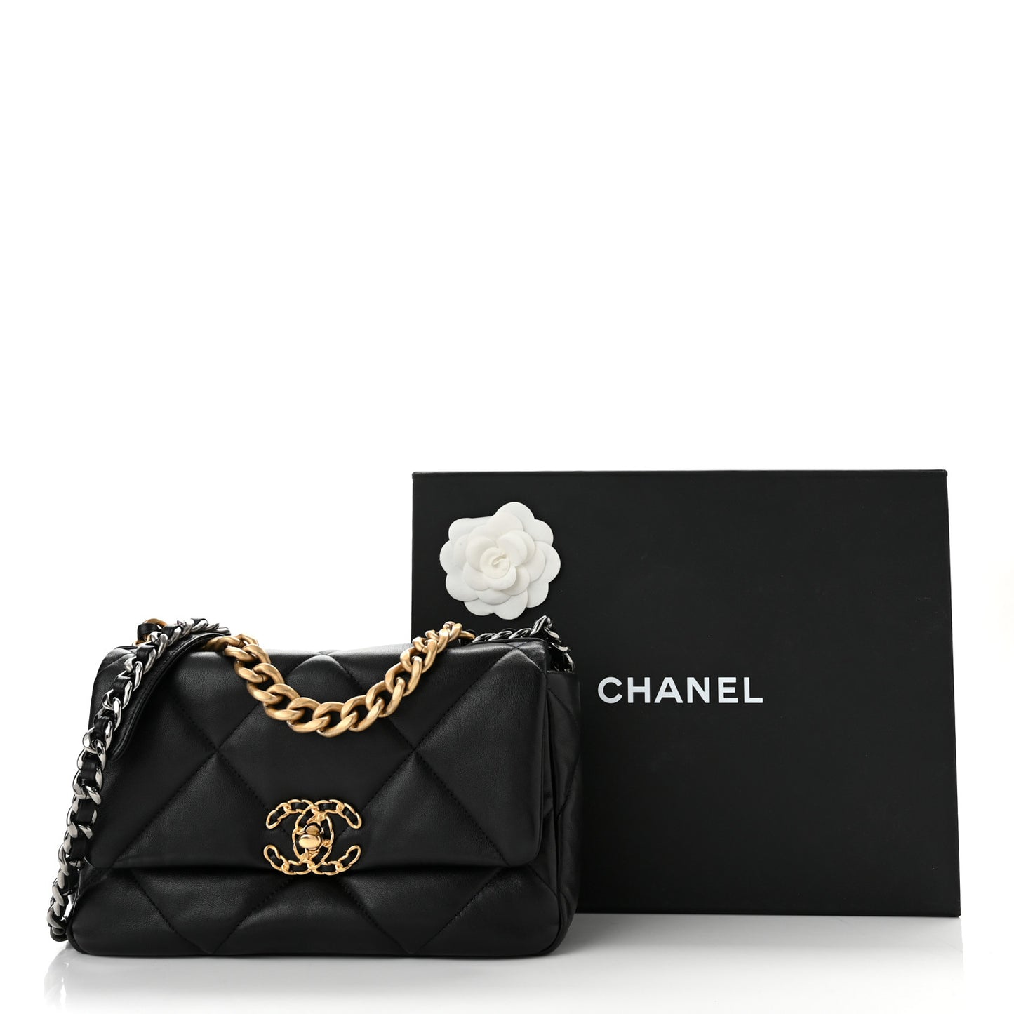 Lambskin Quilted Medium Chanel 19 Flap Black