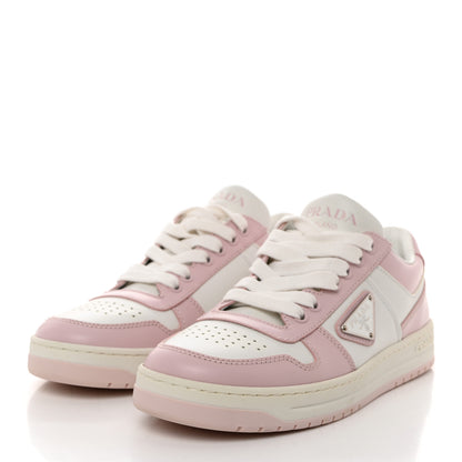 Prada Vitello Sport Spazzolato Rois Triangle Logo Womens Downtown Low Top Sneakers 37 White Alabastro 3 of 8