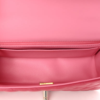 Chanel Lambskin Quilted Bi-Color Mini Top Handle Rectangular Flap Rose 5 of 10