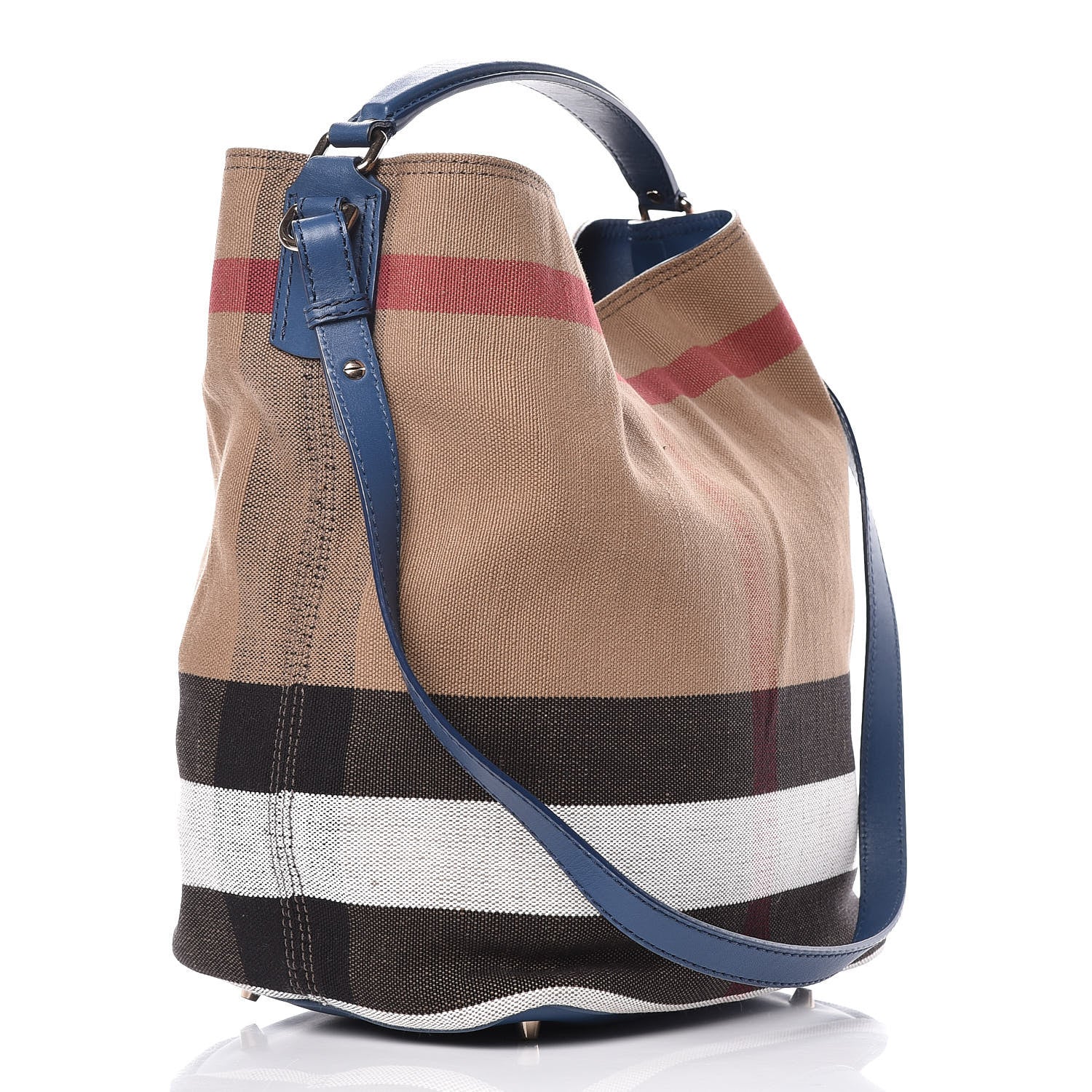 Burberry Canvas Mega Check Medium Susanna Hobo Blue 4 of 15