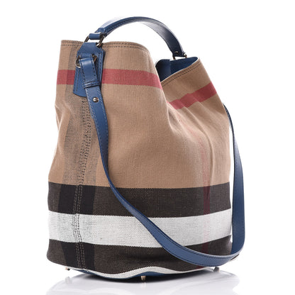 Burberry Canvas Mega Check Medium Susanna Hobo Blue 4 of 15
