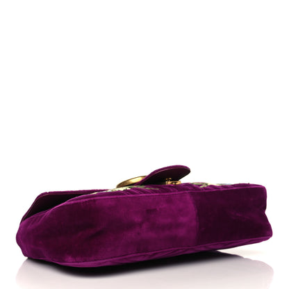 Gucci Velvet Matelasse Loved Embroidered Medium GG Marmont Shoulder Bag Fuchsia Violet Cyclamen 4 of 6