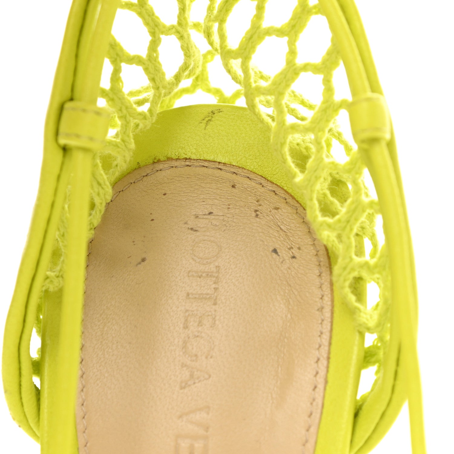 Bottega Veneta Mesh Nappa Stretch Ankle Tie Sandals 37 Kiwi 9 of 11