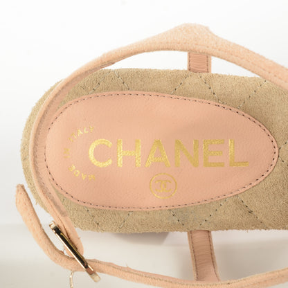 Chanel Kid Suede Crystal Dubai CC Thong Sandals 36 Light Pink 7 of 7