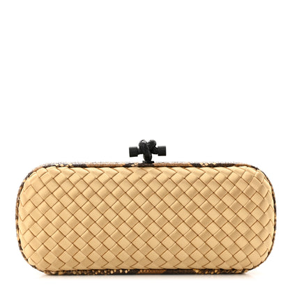 Bottega Veneta Satin Intreccio Impero Ayers Stretch Knot Clutch Camel 1 of 7