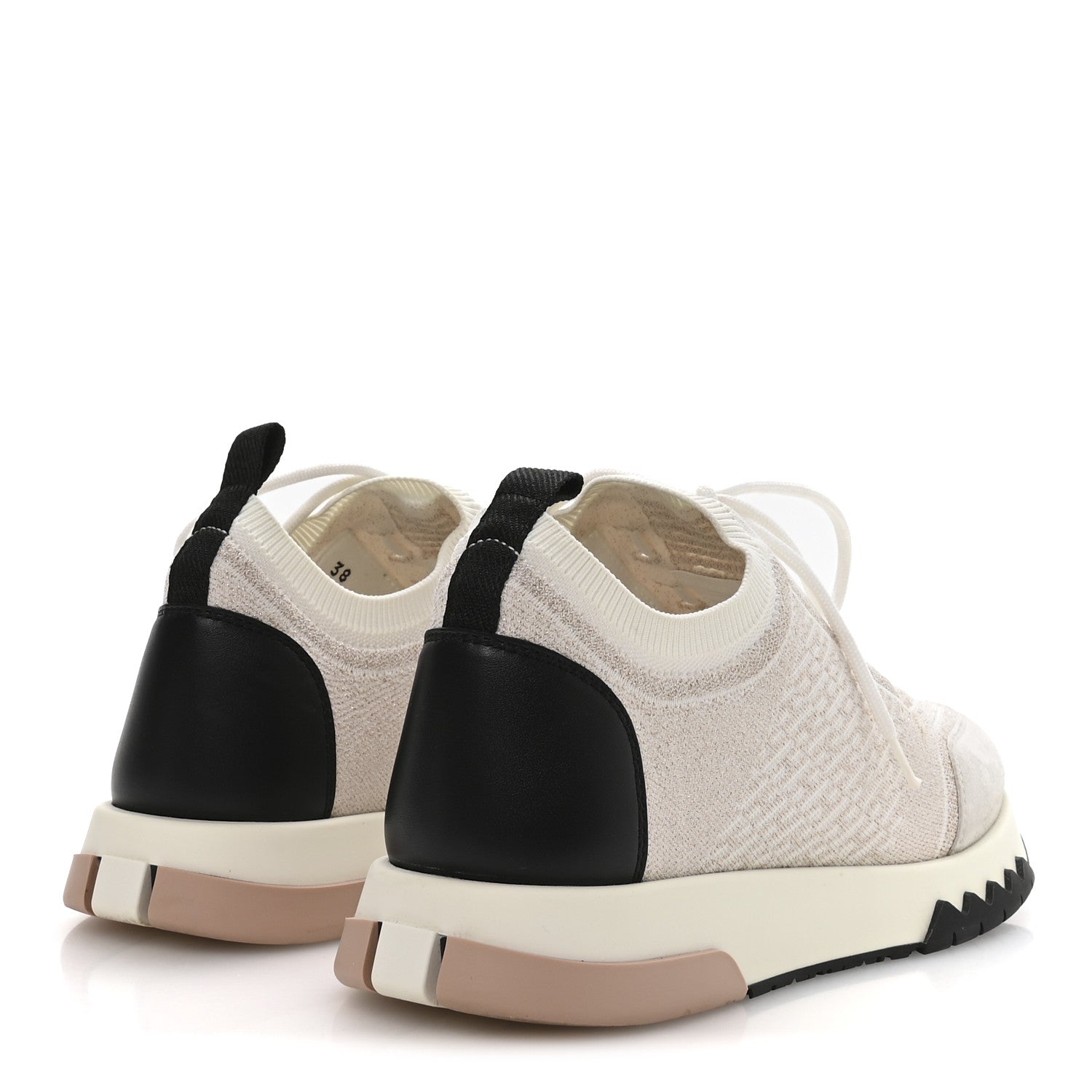 Hermes Technical Canvas Goatskin Womens Addict Sneakers 38 Multicolor Rose Dore 5 of 9