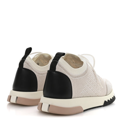 Hermes Technical Canvas Goatskin Womens Addict Sneakers 38 Multicolor Rose Dore 5 of 9