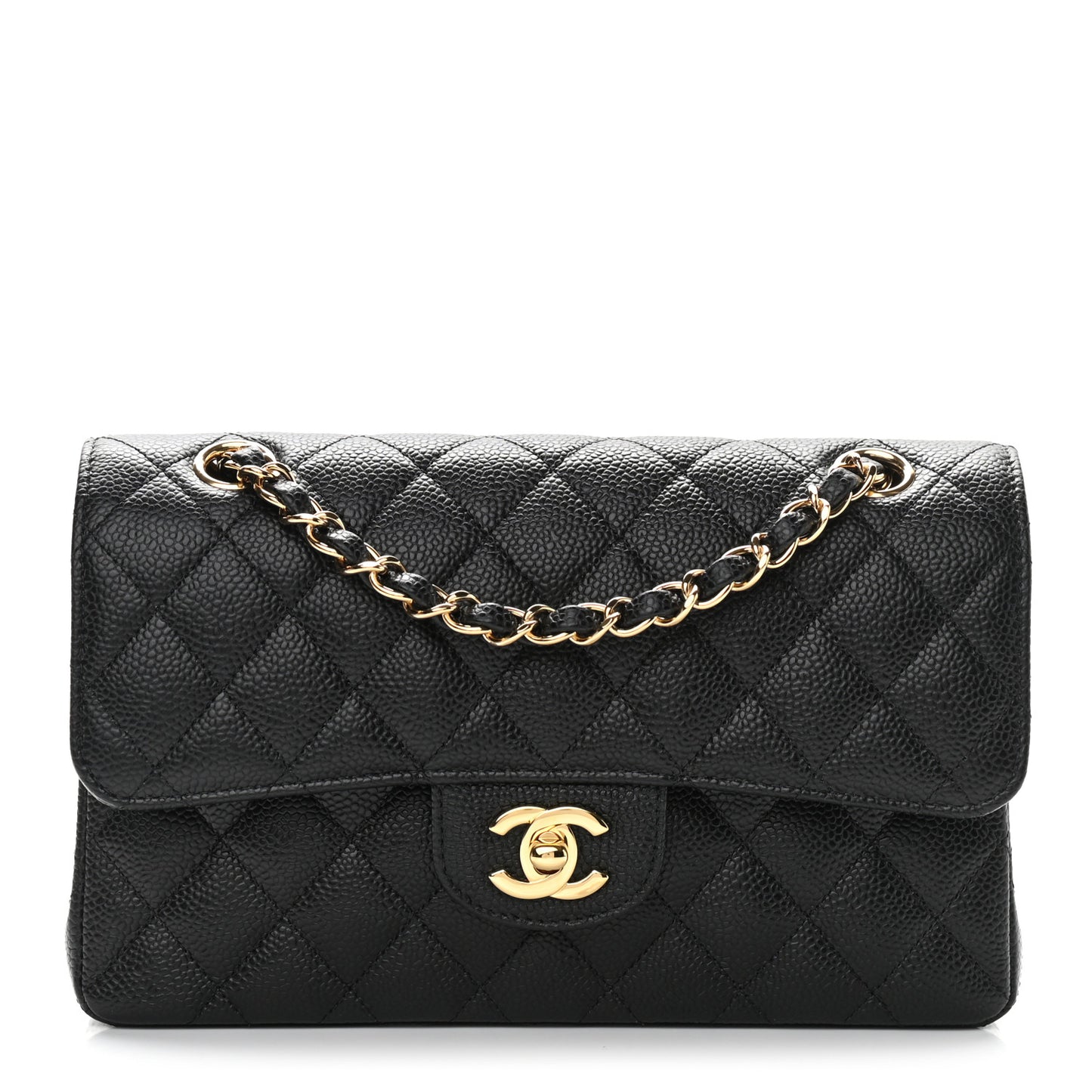 Caviar Quilted Small Double Flap Black