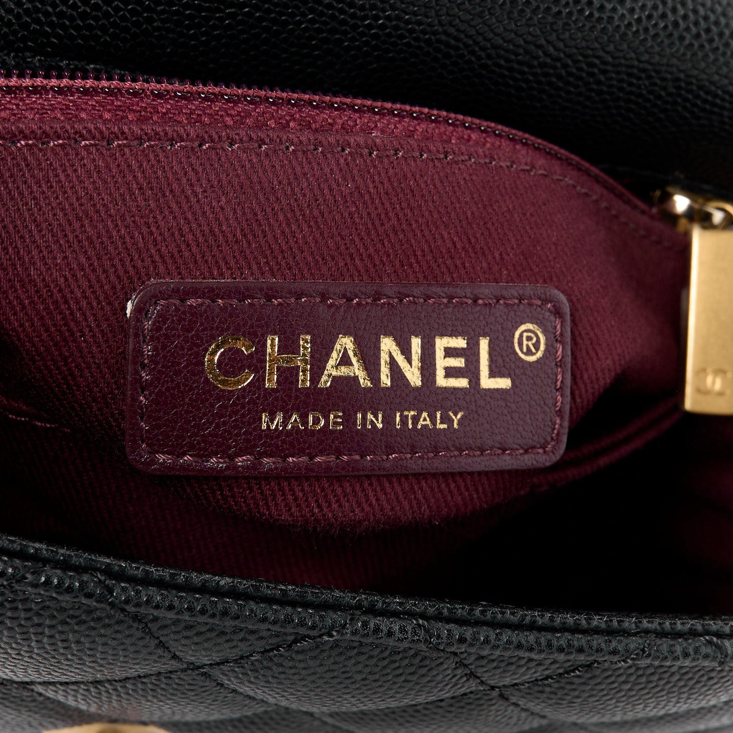 Caviar Quilted Mini Coco Handle Flap Black