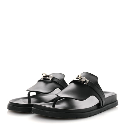 Hermes Calfskin Womens Empire Sandals 39 Black 4 of 14