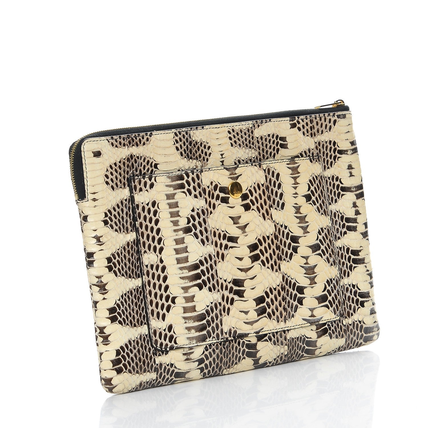Celine Watersnake Clutch Pouch Black White 3 of 7