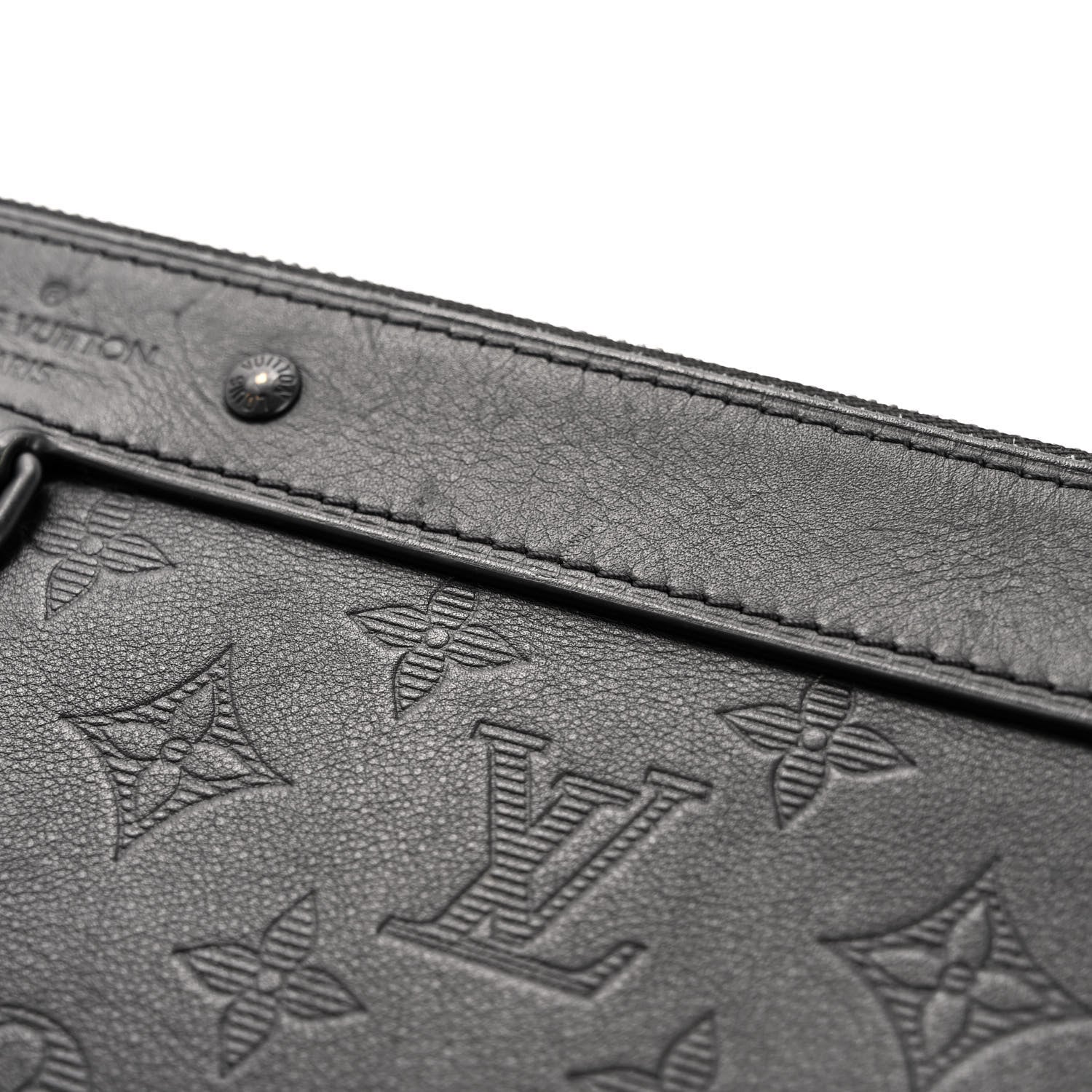 Louis Vuitton Calfskin Monogram Shadow Discovery Pochette Black 10 of 13