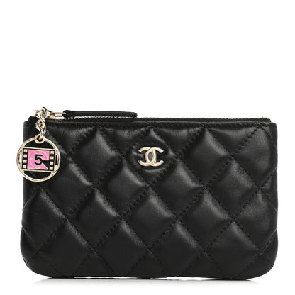Chanel Lambskin Quilted Small No. 5 Cosmetic Case Black 1 of 9