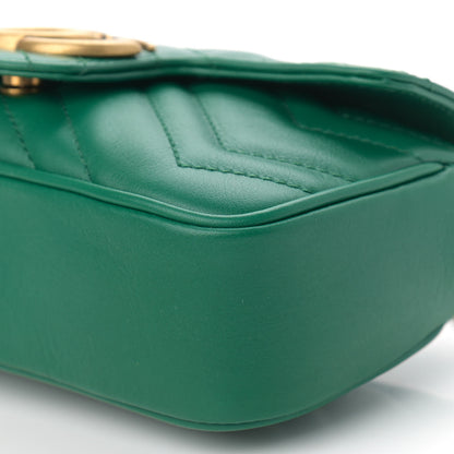 Gucci Calfskin Matelasse Super Mini GG Marmont Shoulder Bag Emerald Green 9 of 10
