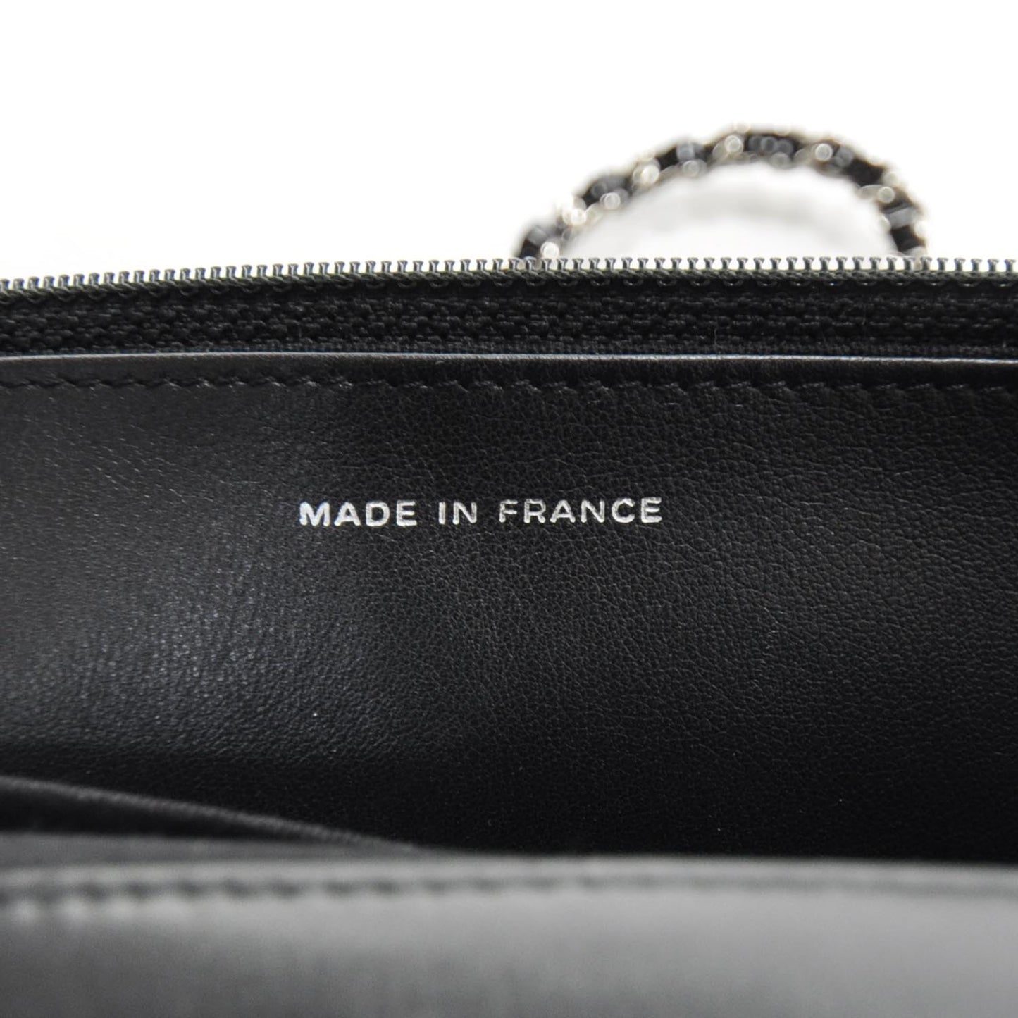 Patent Quilted Wallet On Chain Black