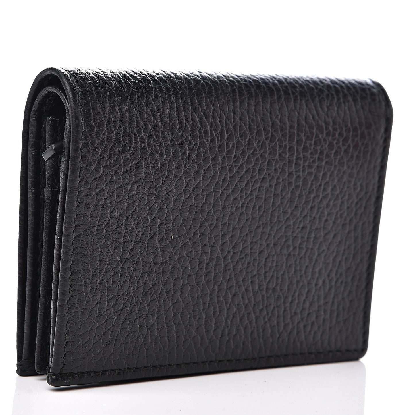 Pebbled Calfskin GG Marmont Card Case Black