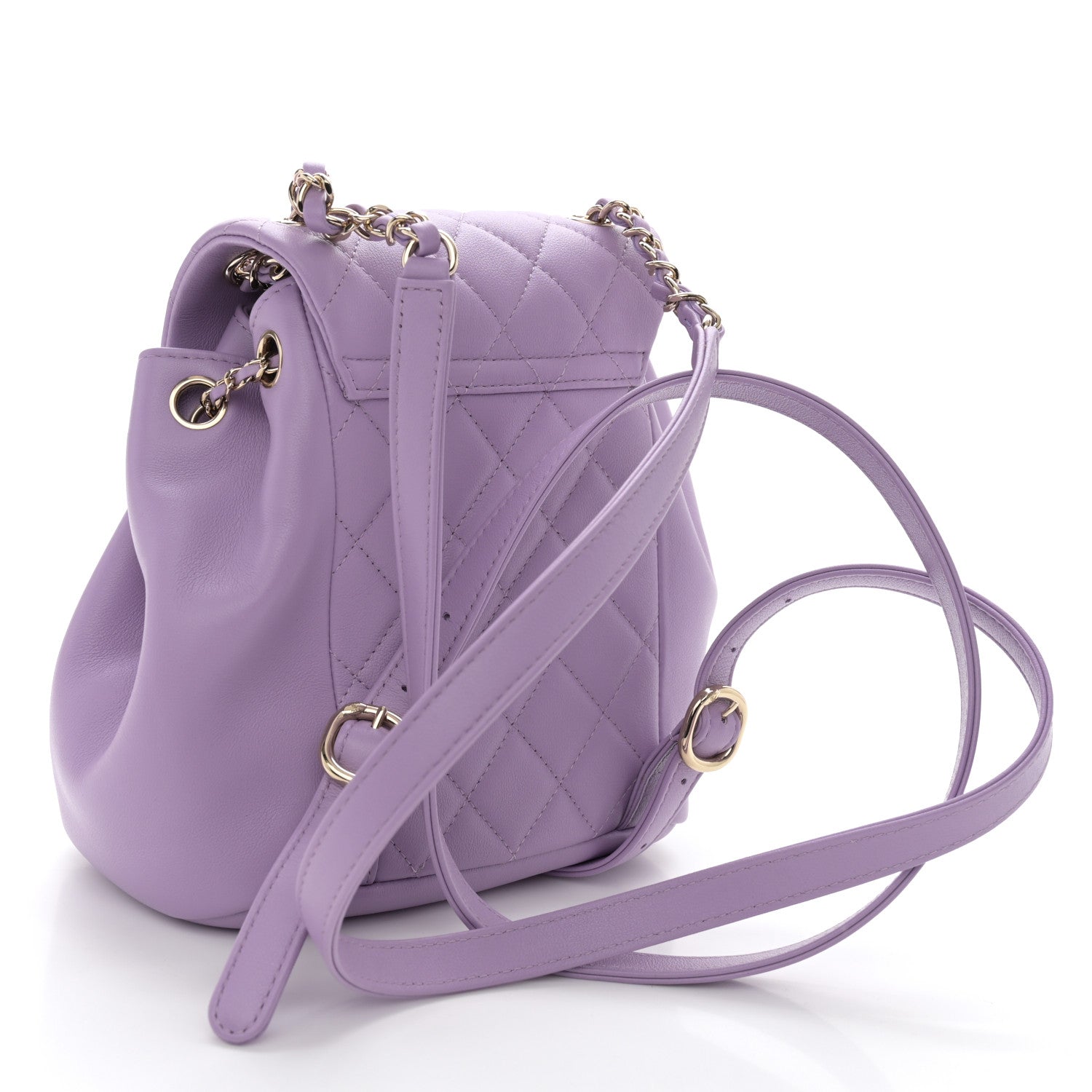 Chanel Lambskin Quilted Small Duma Drawstring Backpack Light Purple 3 of 10