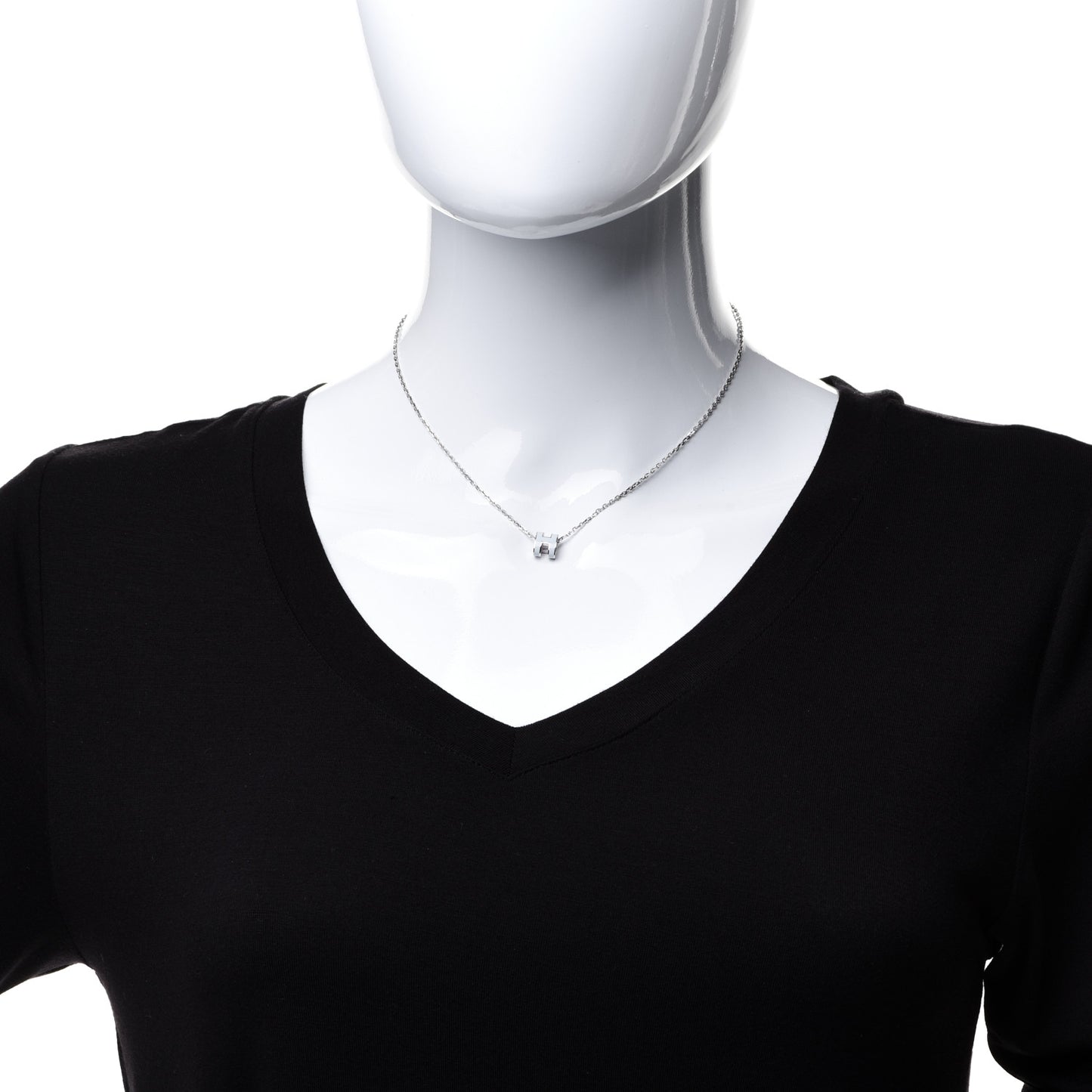 Lacquered Palladium Mini Pop H Pendant Necklace Bleu Zephyr