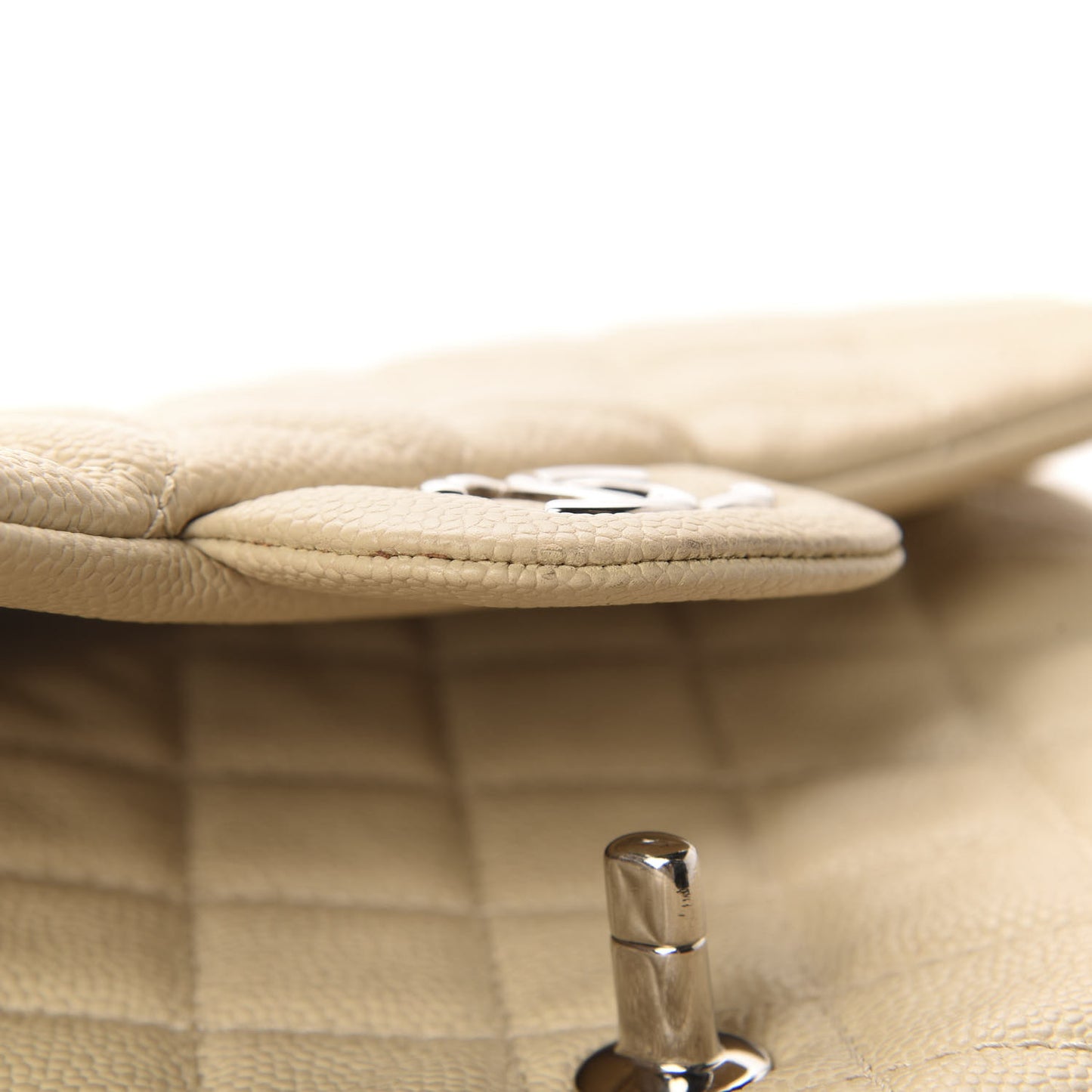 Caviar Quilted Jumbo Easy Flap Beige