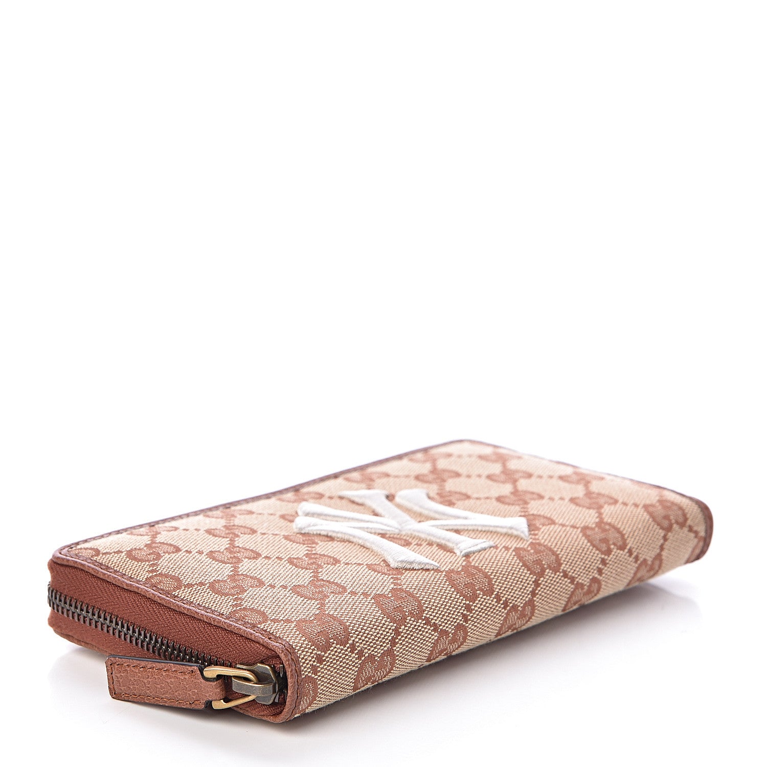 Gucci X MLB GG Monogram NY Yankees Zip Around Wallet Beige Ruggine Ivory 4 of 8