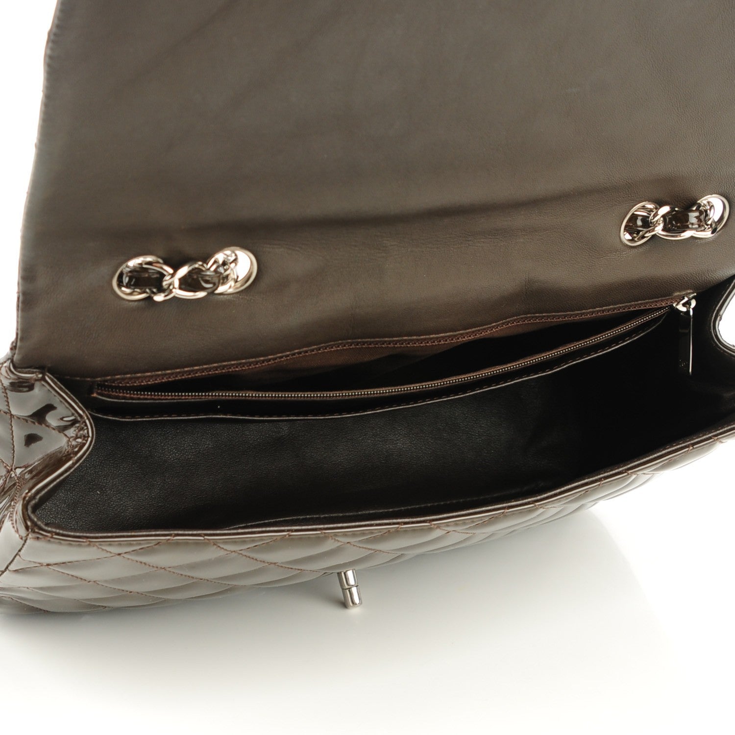 Chanel Patent Quilted Jumbo Single Flap Dark Brown 5 of 8