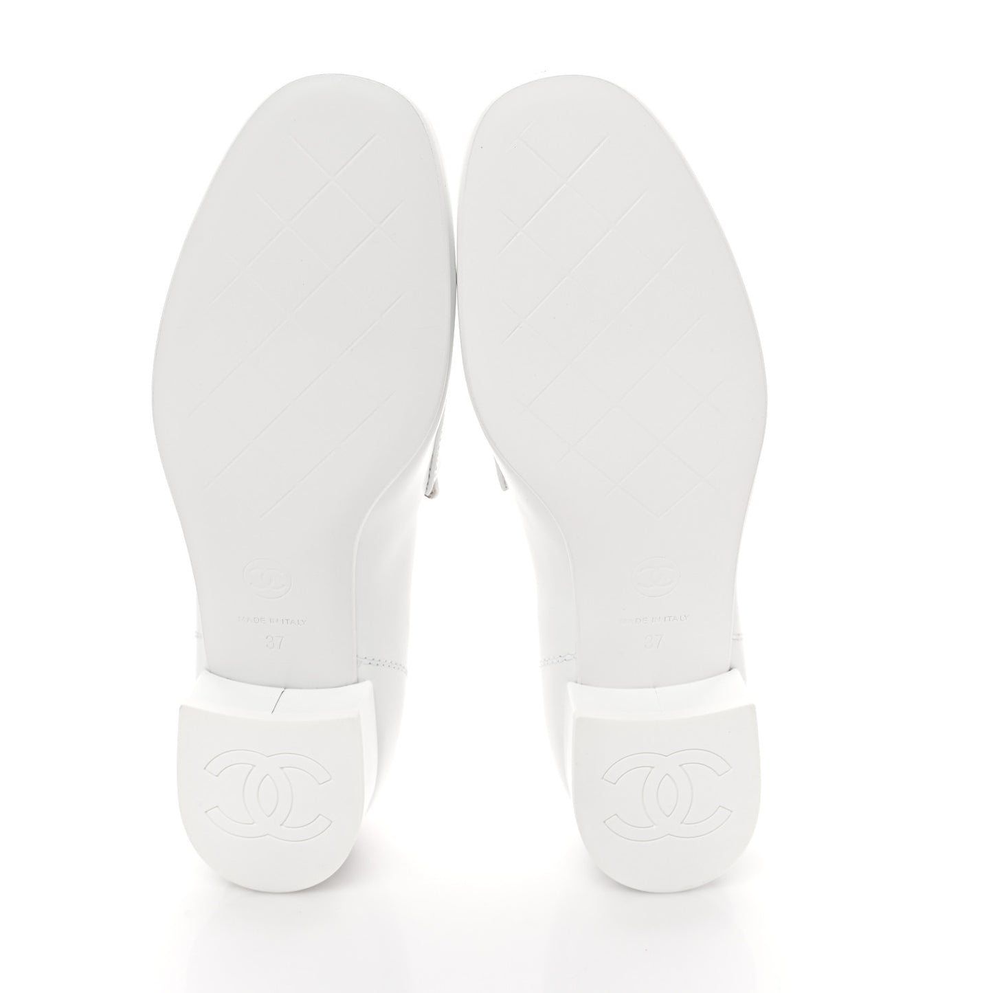 Shiny Calfskin Logo Loafers 37 White