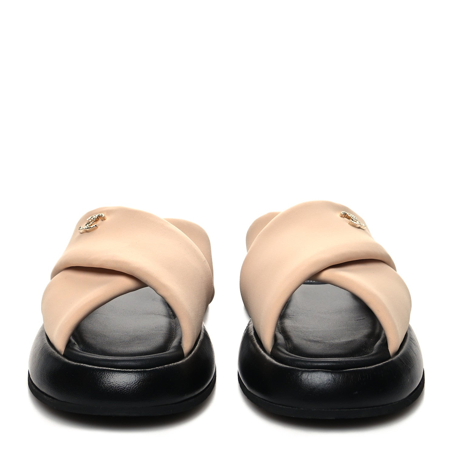 Chanel Fabric CC Mules Sandals 36 Light Beige 2 of 11