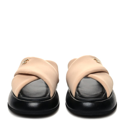Chanel Fabric CC Mules Sandals 36 Light Beige 2 of 11