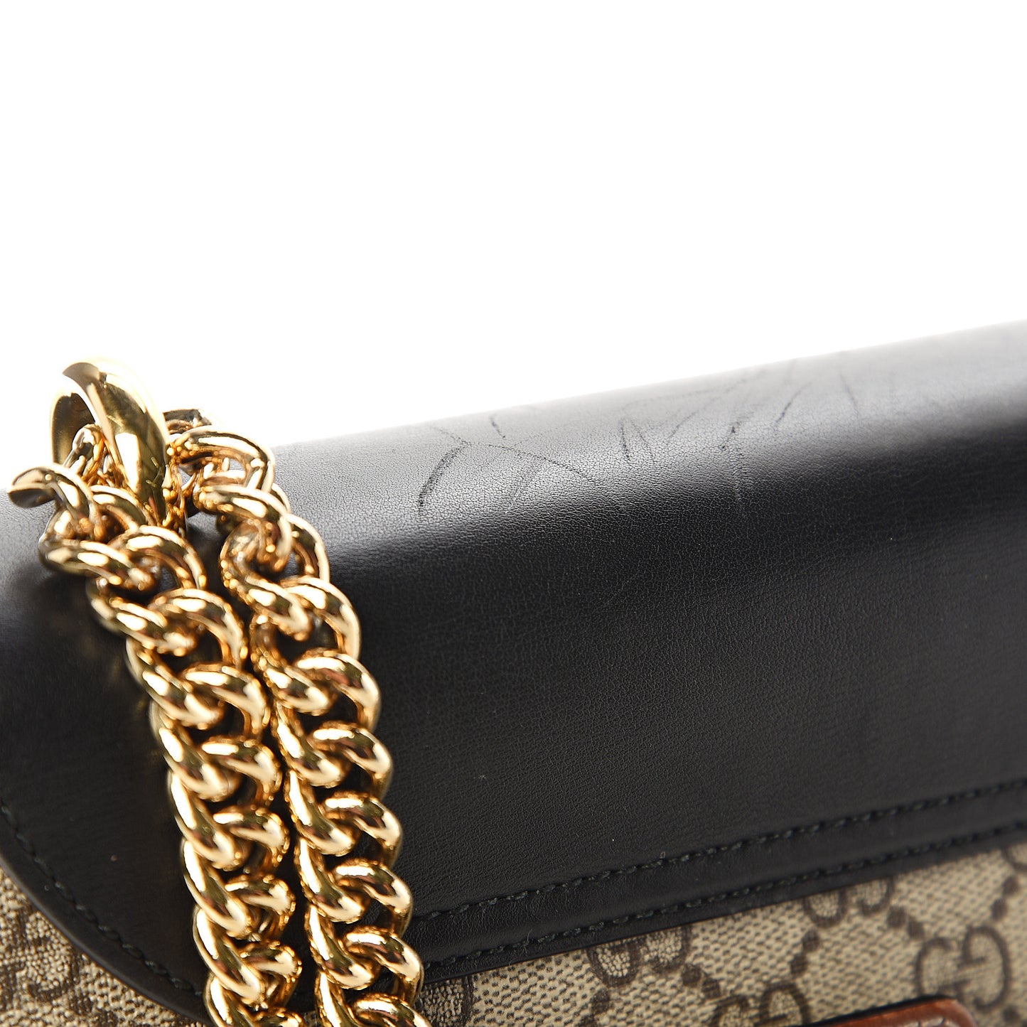 GG Supreme Monogram Calfskin Medium Padlock Shoulder Bag Beige Black Cuir