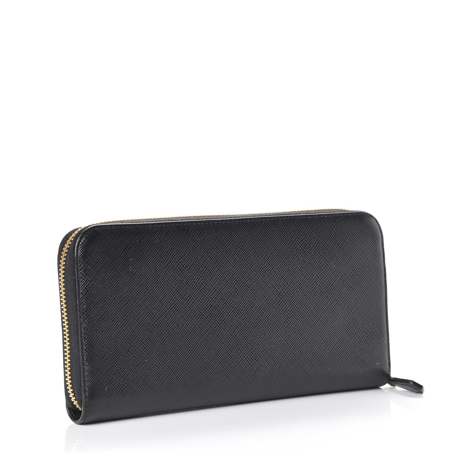 Saffiano Shine Monochrome Zip Around Wallet Black
