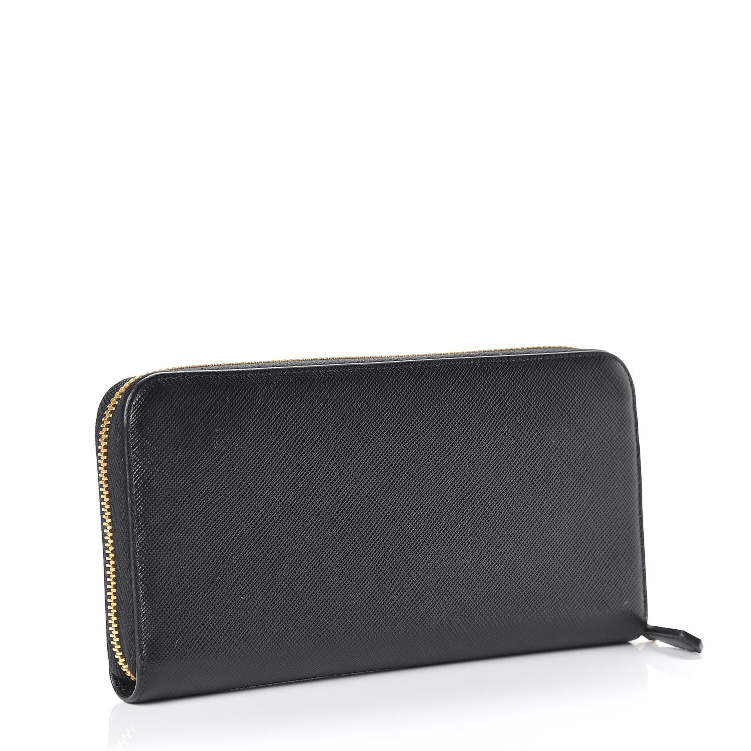 Prada Saffiano Shine Monochrome Zip Around Wallet Black 3 of 9