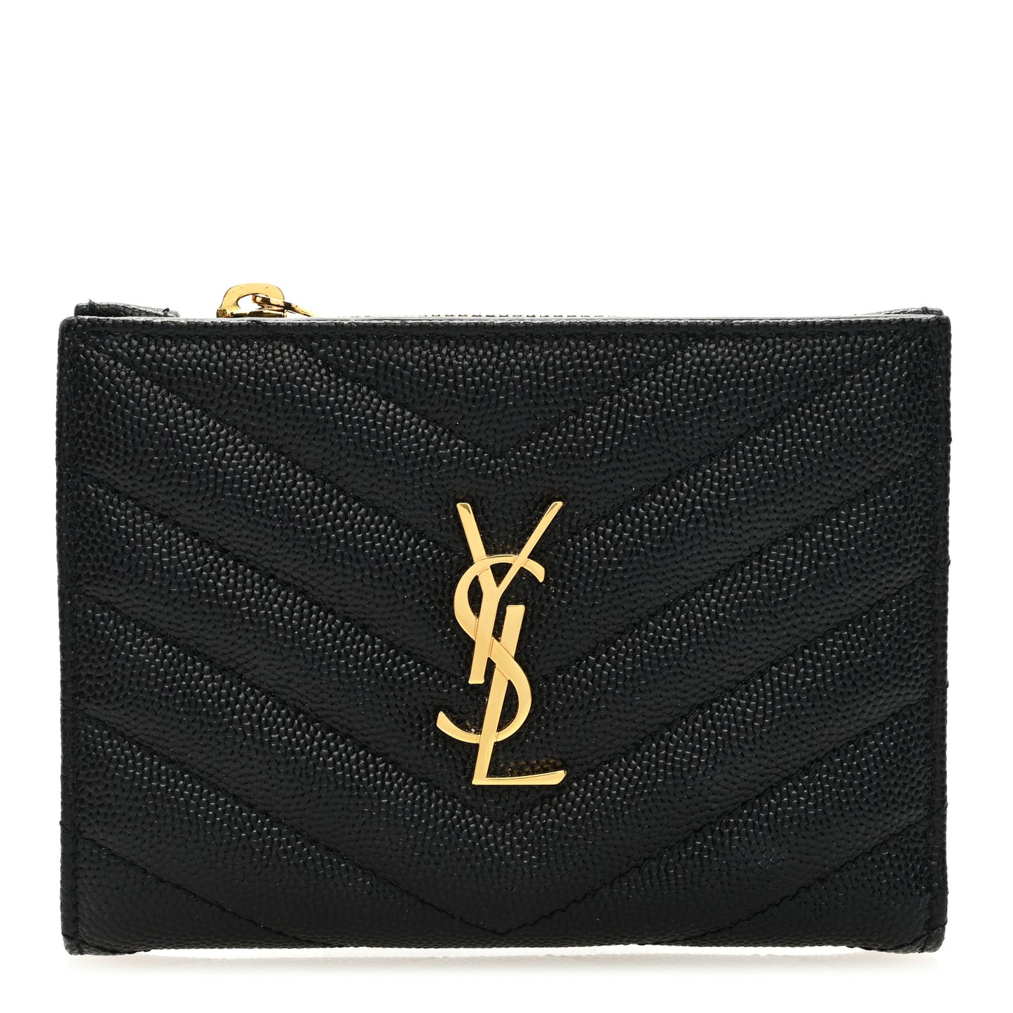 Grain De Poudre Matelasse Chevron Monogram Zipped Card Case Black
