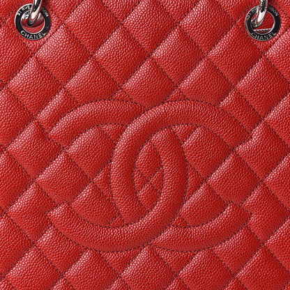 Chanel Caviar Quilted XL Grand Shopping Tote GST Red 8 of 10