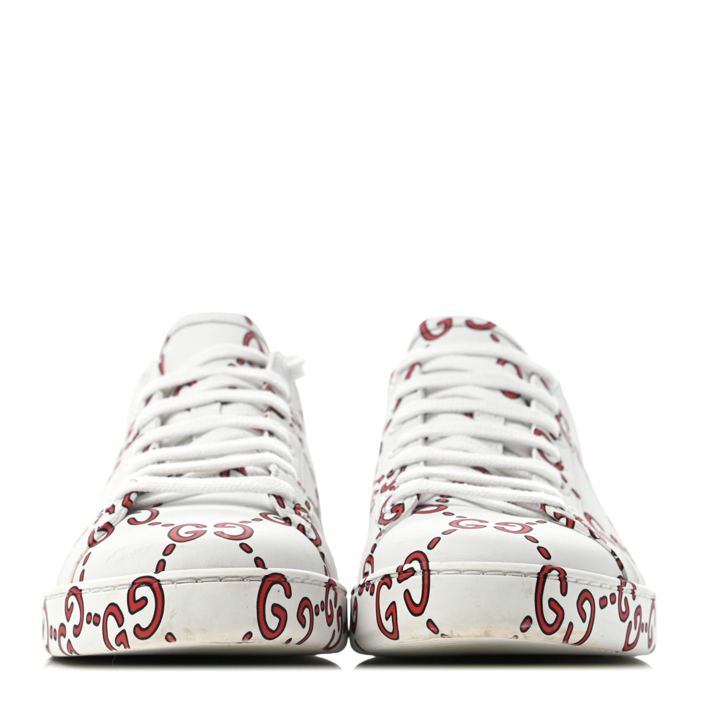 Calfskin GucciGhost Print Ace Sneakers 39 White Hibiscus Red