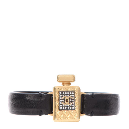Chanel Calfskin Crystal Perfume Bottle CC Bracelet M Black 1 of 4