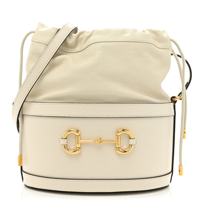 Gucci Azalea Sakai Calfskin Horsebit 1955 Drawstring Bucket Bag Mystic White 1 of 10