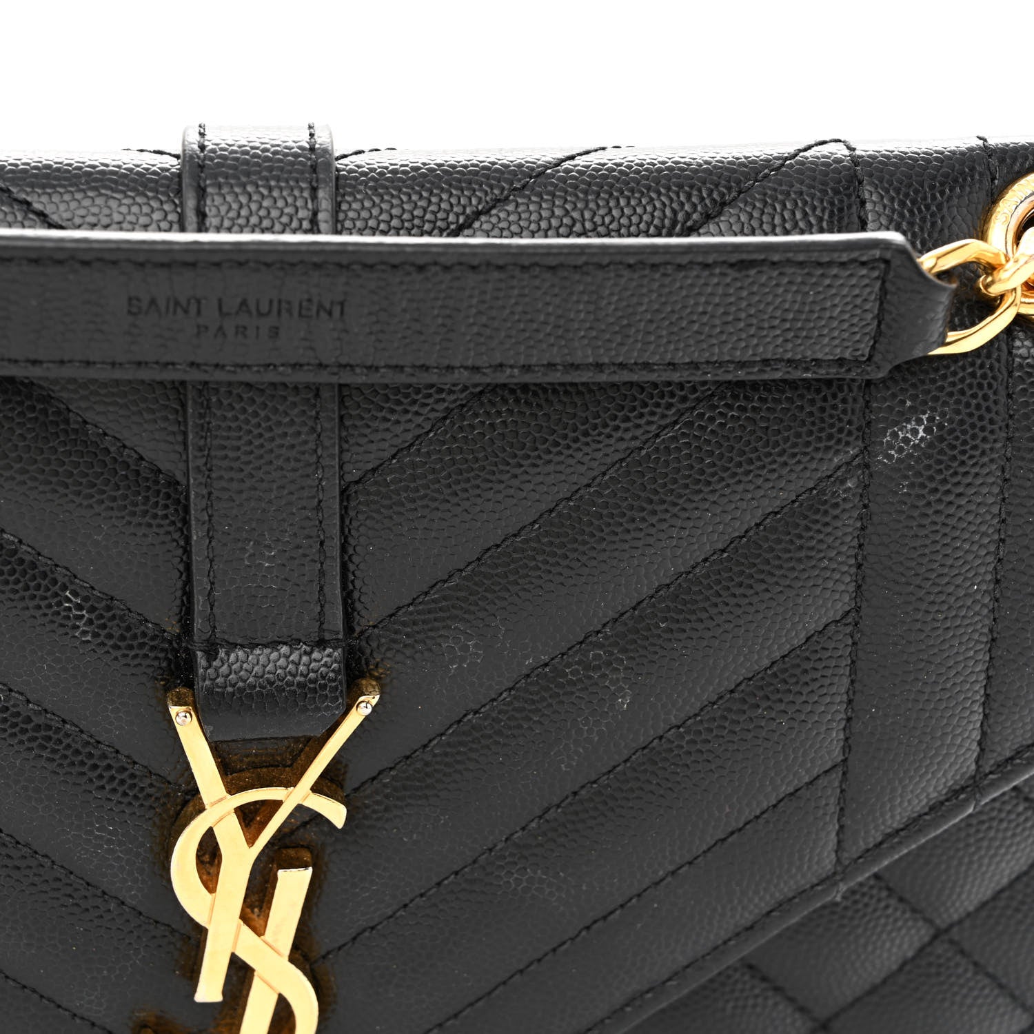 Saint Laurent Grain De Poudre Textured Mixed Matelasse Triquilt Medium Monogram Satchel Black 11 of 11