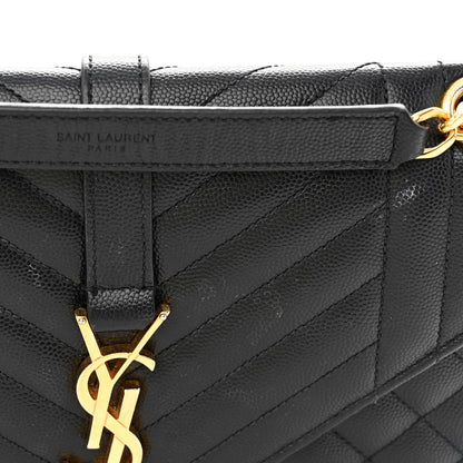Saint Laurent Grain De Poudre Textured Mixed Matelasse Triquilt Medium Monogram Satchel Black 11 of 11