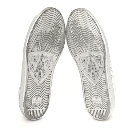 Gucci Metallic Nappa Interlocking G Perforated Womens Ace Sneakers 39.5 Silver 5 of 9