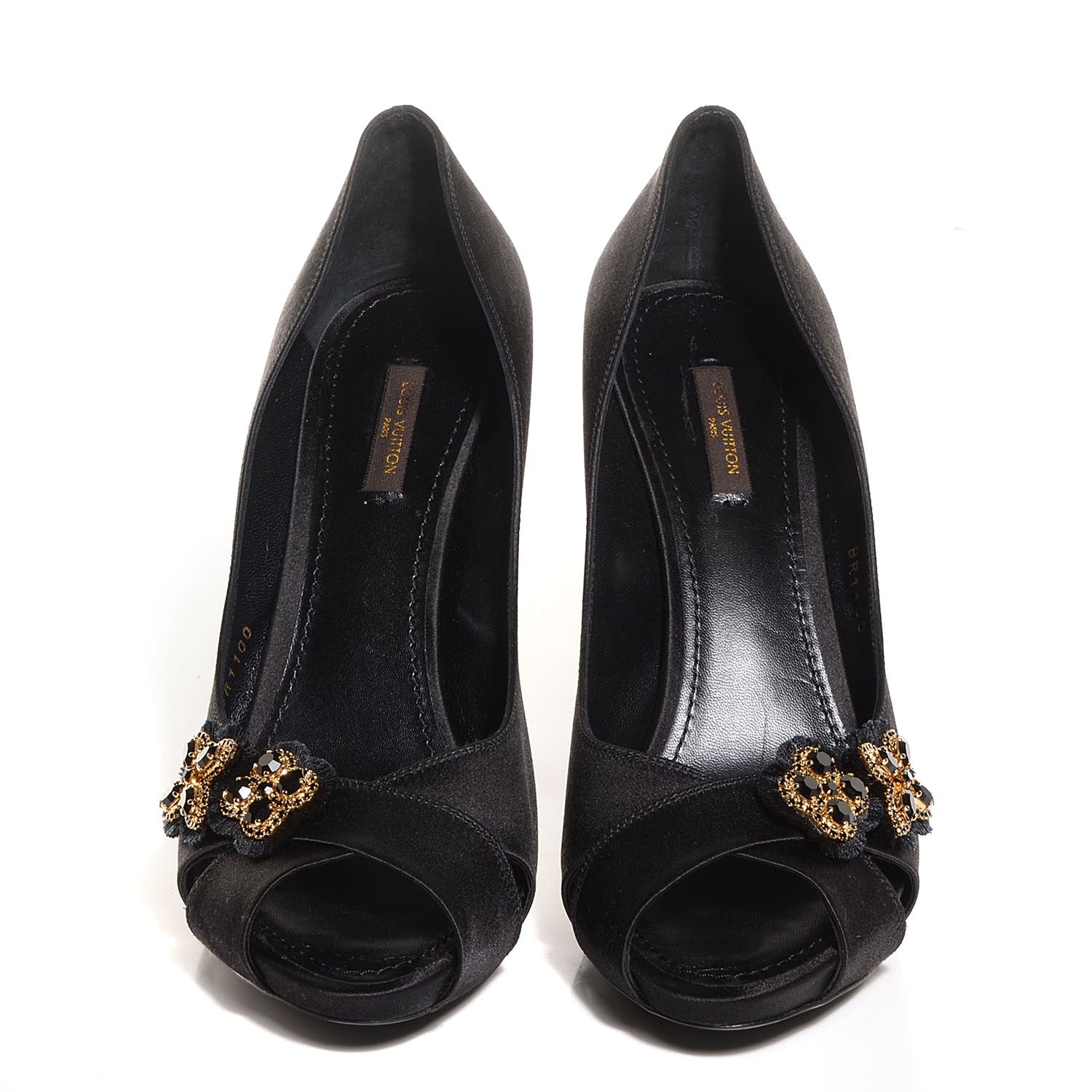Louis Vuitton Satin Athen Peep Toe Pumps 40 Black 2 of 8