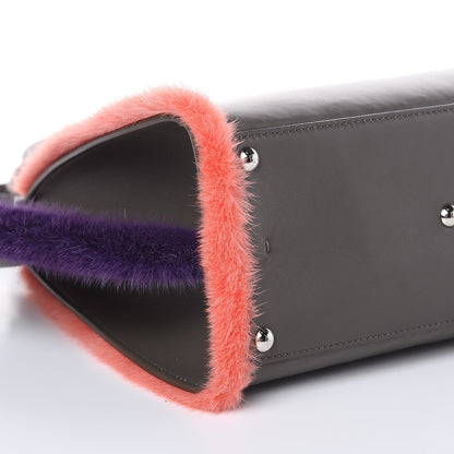 Fendi Calfskin Mink Fur Trim Petite 3Jours Tote Carbone Multicolor 6 of 9