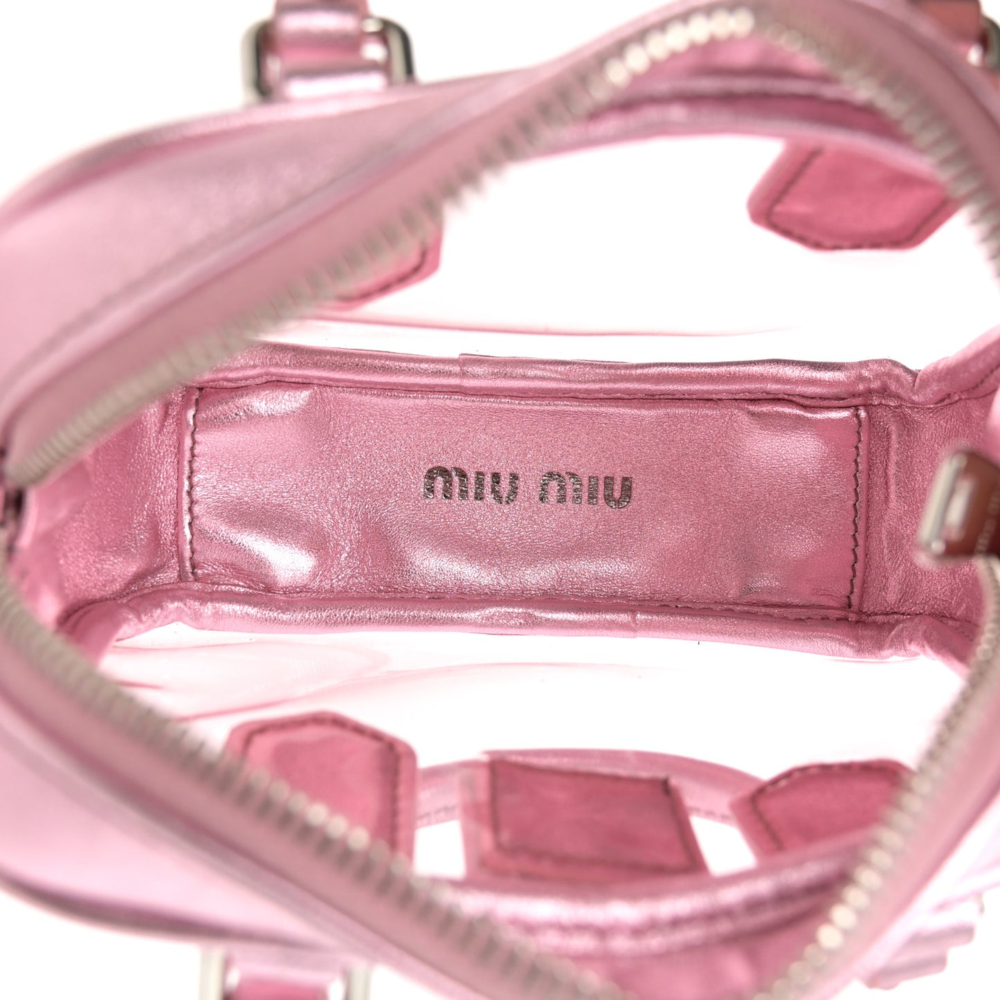 Metallic Nappa Plexi Vinyl Mini Top Handle Crossbody Rosa Mordore
