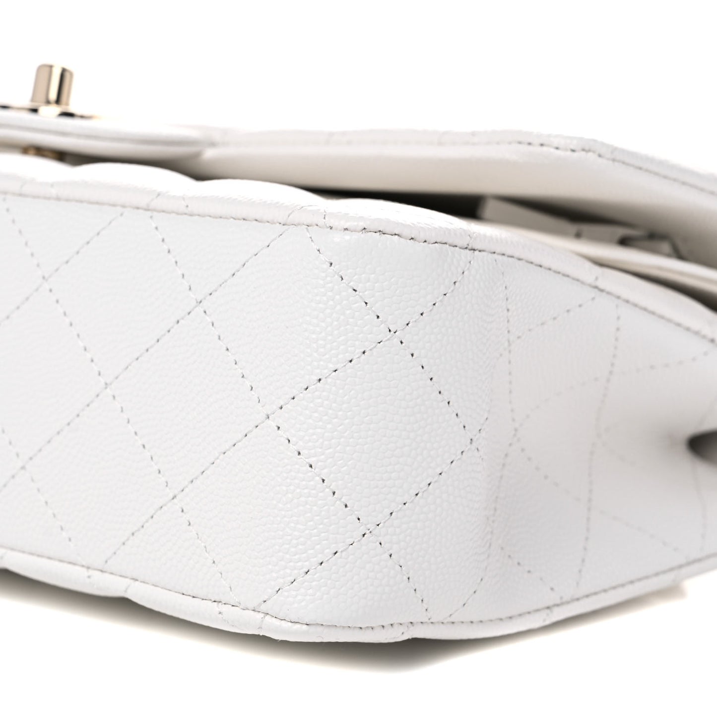 Caviar Quilted Medium Double Flap White